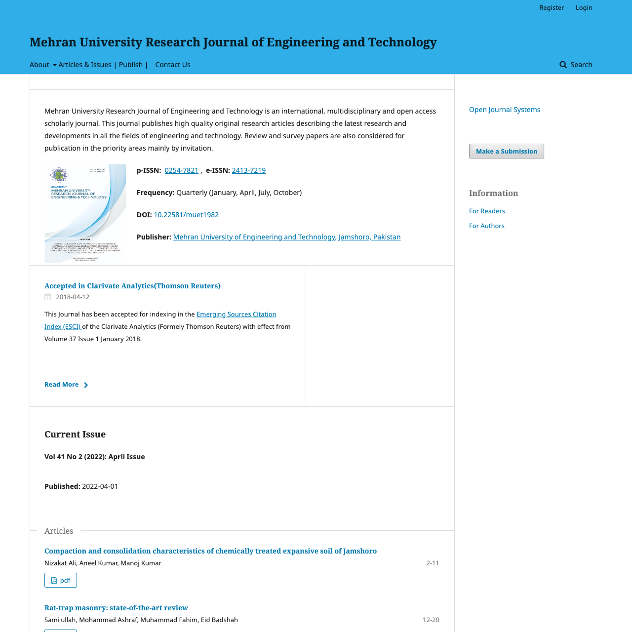 Mehran University Research Journal of Engineering and Technology