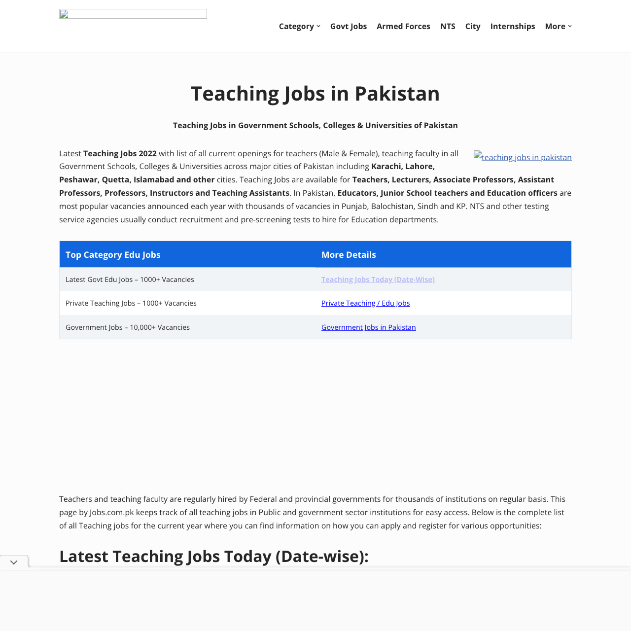 Teaching Jobs 2020 (All Pakistan) For Teachers, Professors, Lecturers